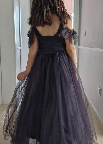 Siyah Straplez Uzun Gotik Abiye Elbise - Görsel 6