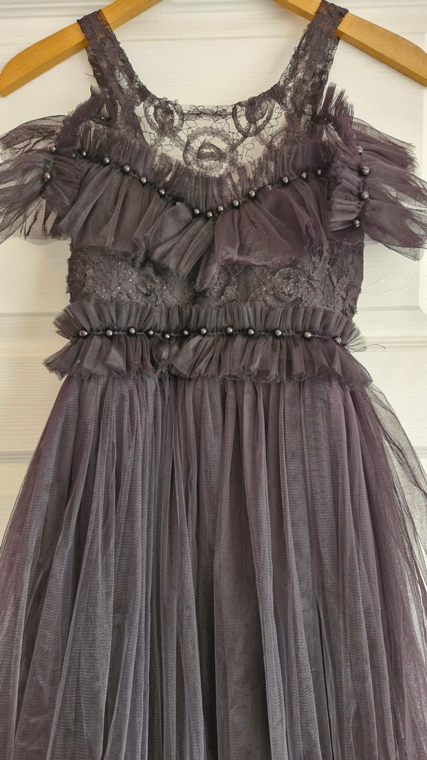 Siyah Straplez Uzun Gotik Abiye Elbise - Görsel 3