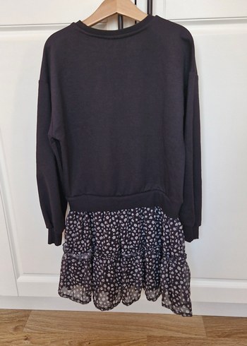 Kız Çocuk Siyah Baskılı Uzun Kollu Elbise - Görsel 4