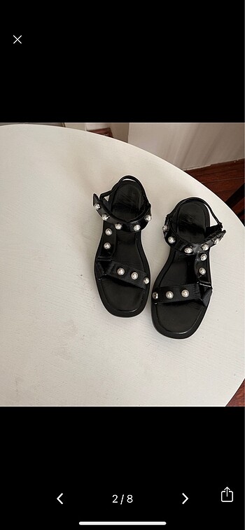 Zara İncili Siyah Sandalet