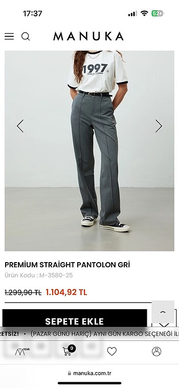 38 Beden Manuka Gri Pantalon