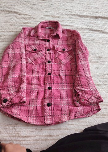 Düğmeli Pembe Uzun Kollu Kadın Gömlek - Görsel 6