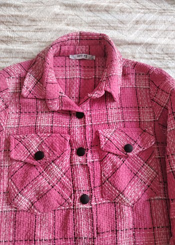 Düğmeli Pembe Uzun Kollu Kadın Gömlek - Görsel 2