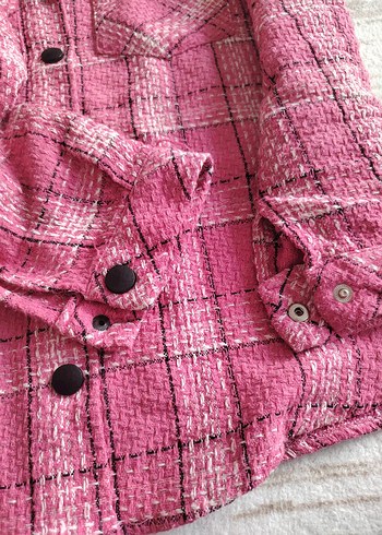 Düğmeli Pembe Uzun Kollu Kadın Gömlek - Görsel 7