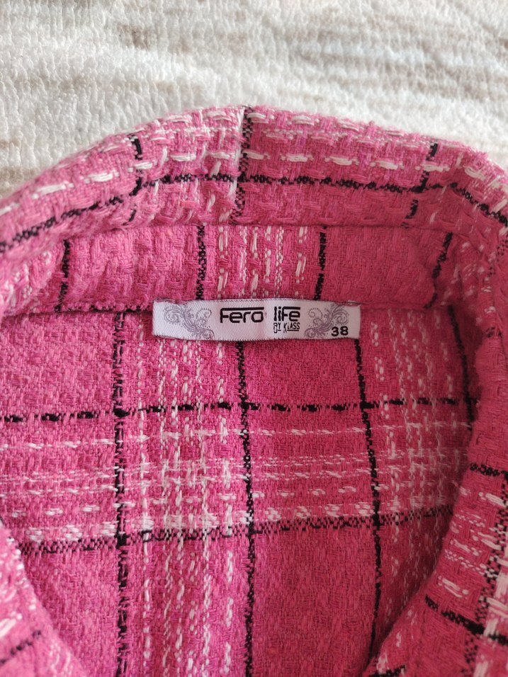 Düğmeli Pembe Uzun Kollu Kadın Gömlek - Görsel 3