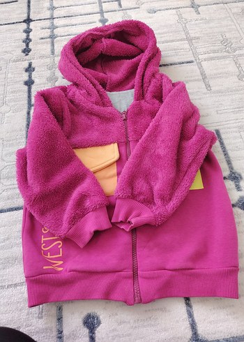 Kız Çocuk Kapüşonlu Fermuarlı Sweatshirt - Görsel 3