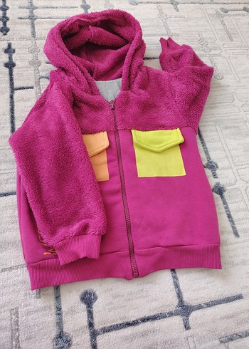 Kız Çocuk Kapüşonlu Fermuarlı Sweatshirt - Görsel 2