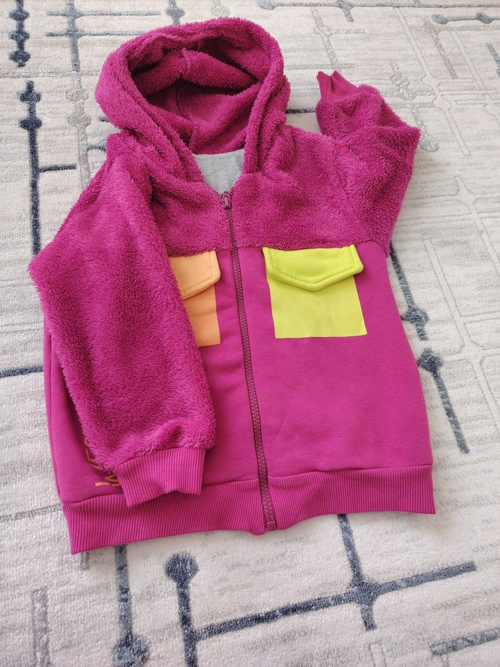 Kız Çocuk Kapüşonlu Fermuarlı Sweatshirt - Görsel 2