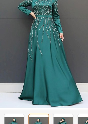 Uzun Kollu İşlemeli  Abiye - Görsel 8