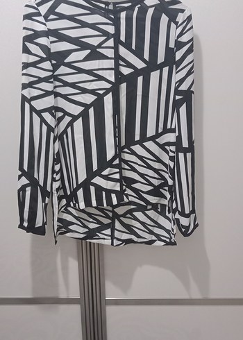 Zebra Desenli Siyah Gri Uzun Kollu Gömlek