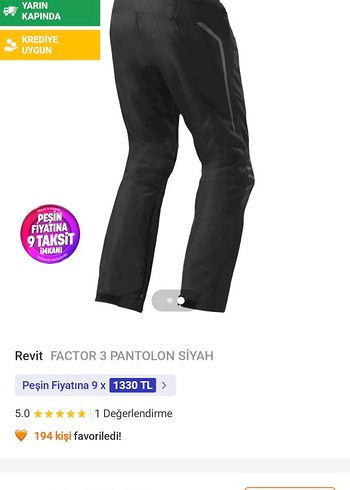 Diğer Revit Factor 3 Siyah Motorcu Pantolonu