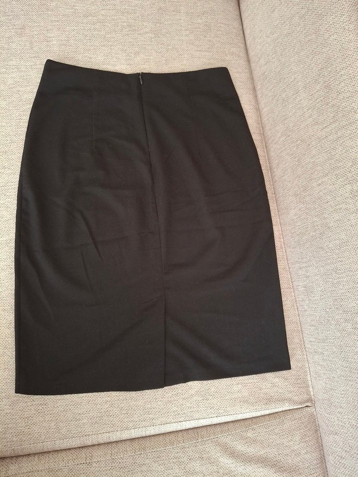 Düz Siyah Midi Kalem Etek - Görsel 2