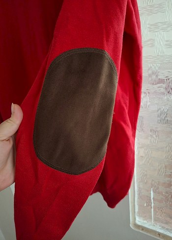 Kol detay Kırmızı Erkek kazak - Görsel 2
