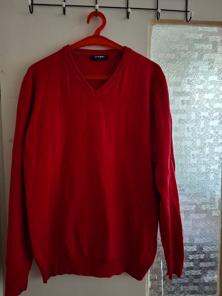 Kol detay Kırmızı Erkek kazak - Görsel 3