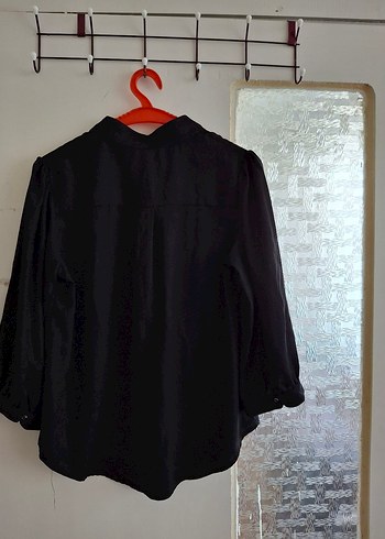 Siyah Yakalı Kadın vizkoz Gömlek - Görsel 2