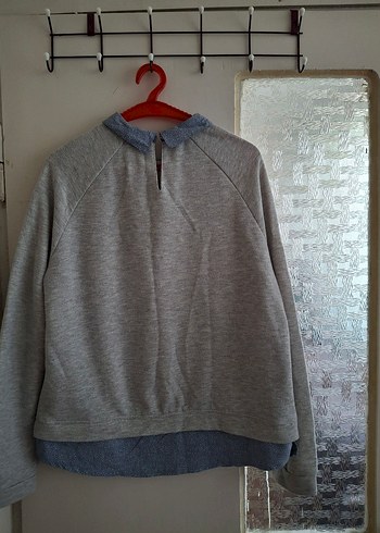 Gri Kadın Denim Yakalı bluz - Görsel 2