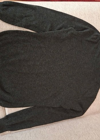 Gri Düğmeli Kadın Yün Kazak - Görsel 2