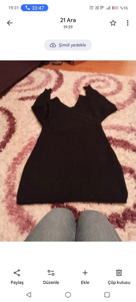 Siyah V Yaka Örgü Kadın Kazak - Görsel 3