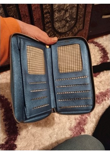 Mavi Deri Kadın cuzdan  Çanta - Görsel 3