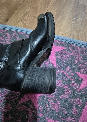 Diğer Tokalı Siyah Deri Dizüstü Stiletto Çizme38