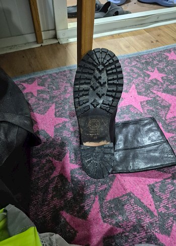 38 Beden siyah Renk Tokalı Siyah Deri Dizüstü Stiletto Çizme38