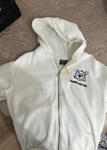 xs Beden Beyaz Fermuarlı Kadın hırka bershka