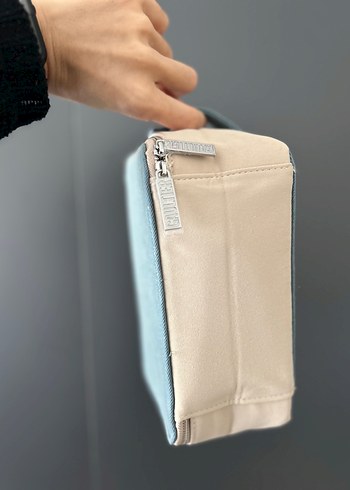 Jean Paul Gaultier Mavi bej Makyaj Çantası - Görsel 5