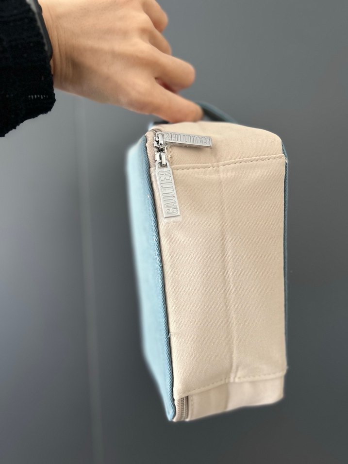 Jean Paul Gaultier Mavi bej Makyaj Çantası - Görsel 5