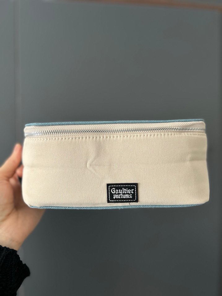 Jean Paul Gaultier Mavi bej Makyaj Çantası - Görsel 2