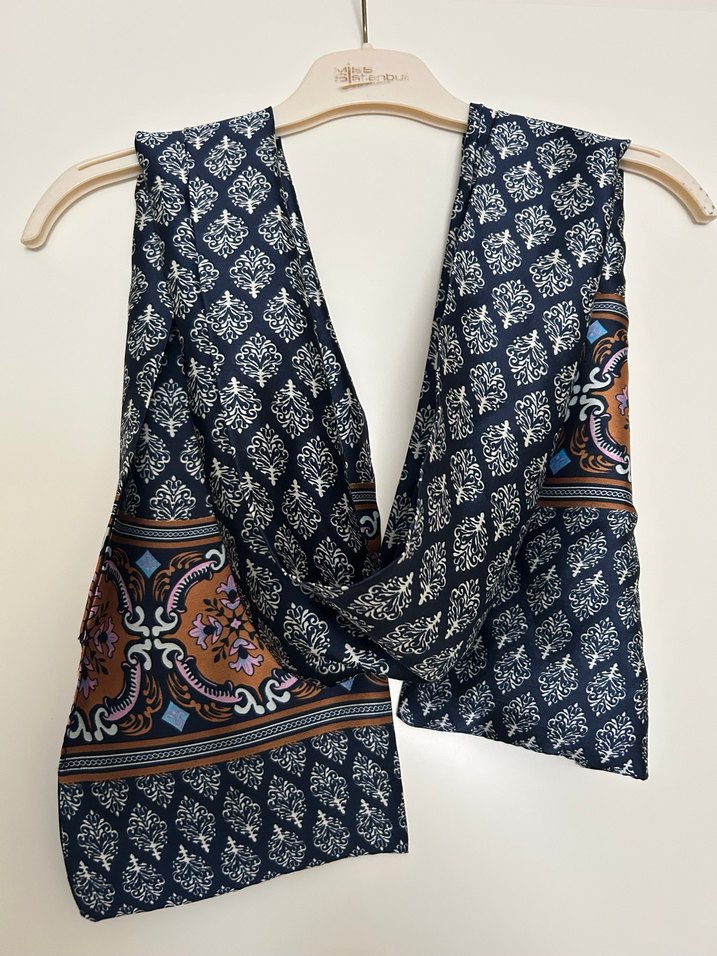 Kadın Çok Renkli İpek fular - Görsel 3