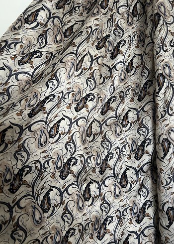 Bej Gri Desenli İpek dokunuşlu Kadın Şal - Görsel 2