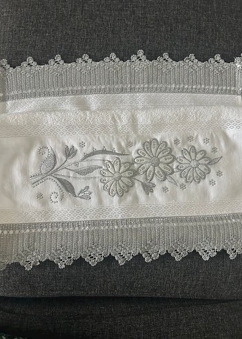 Nakışlı Beyaz Havlu Seti - Görsel 7