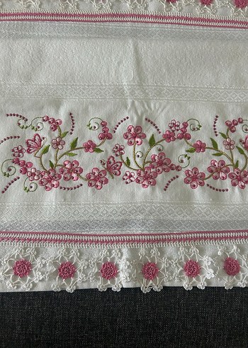 Nakışlı Beyaz Havlu Seti - Görsel 5