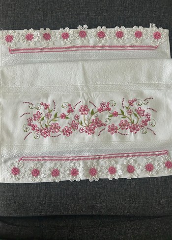 Nakışlı Beyaz Havlu Seti - Görsel 4