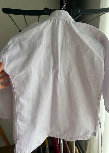 Beyaz aikido elbisesi çocuk Kimono kırmızı kuşak - Görsel 3