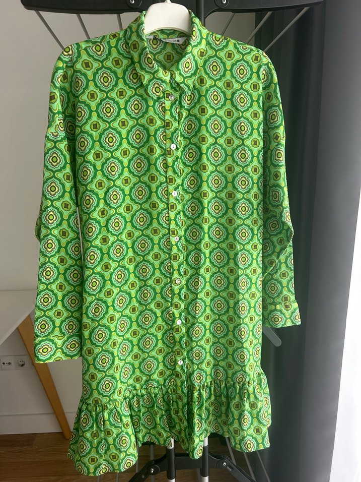 Yeşil Bohem Uzun Kollu Mini Elbise - Görsel 4