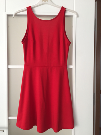 Günlük kırmızı kolsuz elbise 