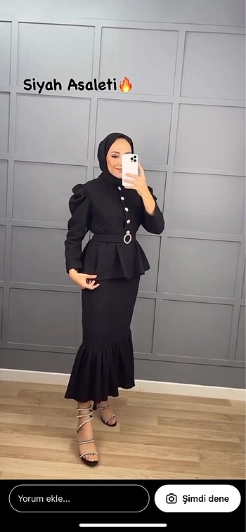 Tüvit kumaş etek ceket takımı