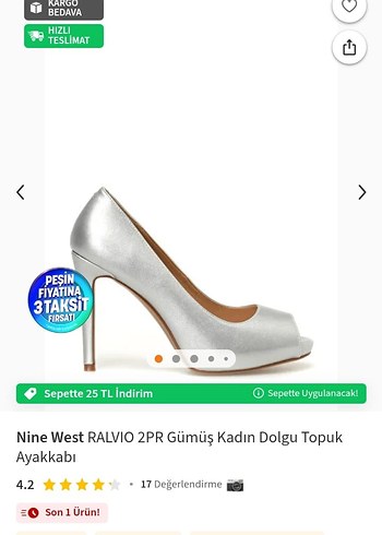 nine West abiye topuklu ayakkabı sıfır urun 37 numaradır. - Görsel 2