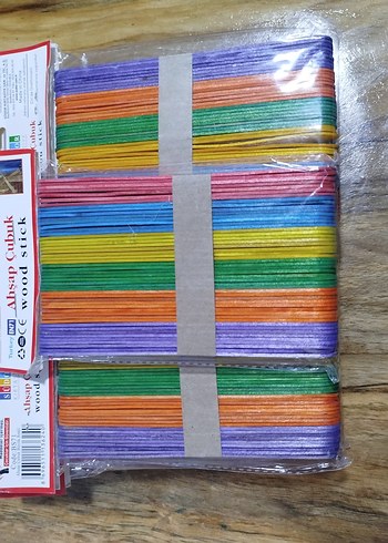 10 paket Renkli ve Beyaz Ahşap Çubuklar 48'li Set - Görsel 2