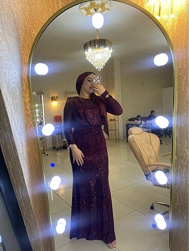 Bordo drape detaylı büzgülü esnek balık abiye