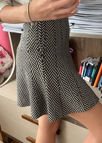 Diğer Zebra Desenli Pliseli Mini Etek