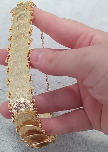 Accessorize Zincir Detaylı ceyrekli Desenli Altın Bileklik