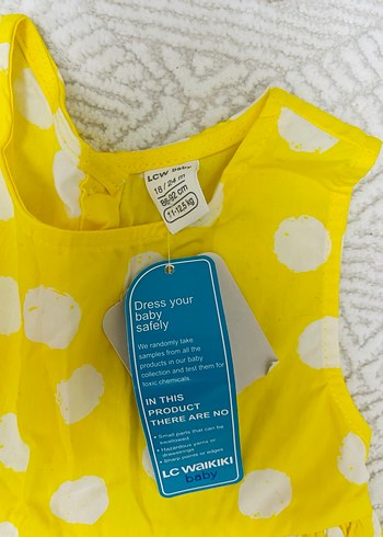 Kız bebek Puantiyeli Sarı Kolsuz Elbise - Görsel 2