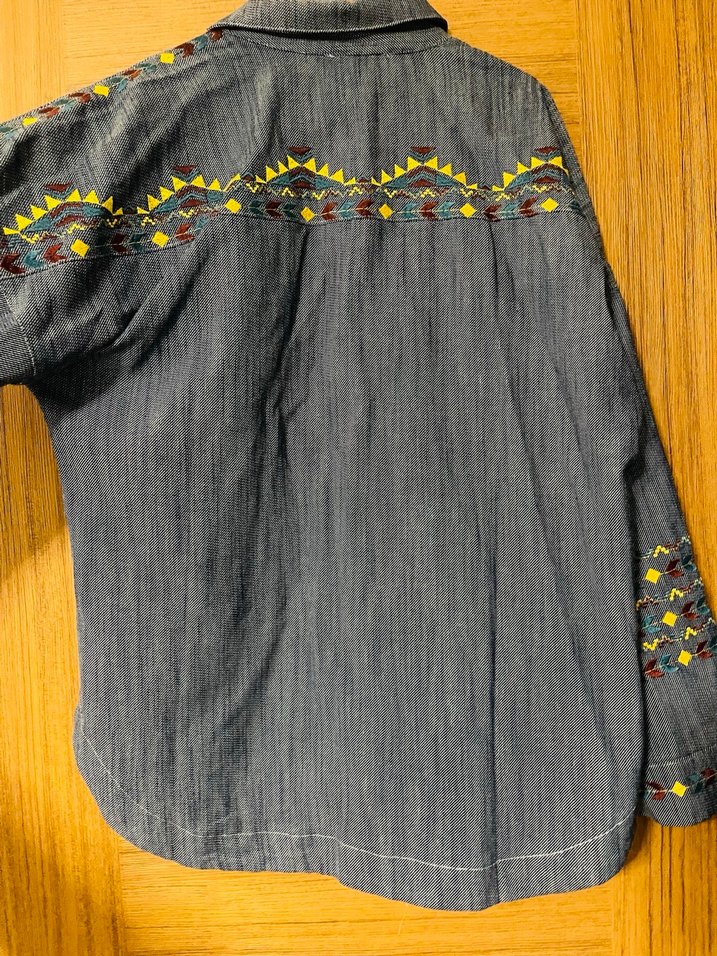 Nakışlı Bohem Kadın Kot Gömlek - Görsel 4