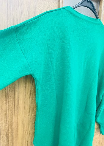 Yeşil Örgü Salaş Kadın Kazak tunik - Görsel 4