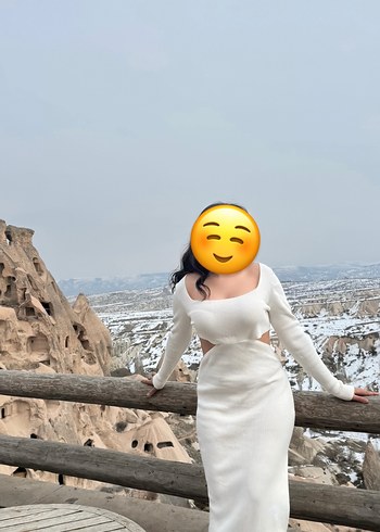 Beyaz Uzun Drape Detaylı Strappy Elbise - Görsel 2