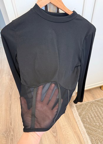 Siyah Uzun Kollu Dar Kesim Bluz - Görsel 2