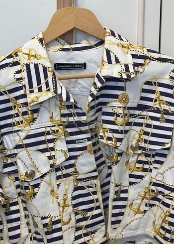 Sarı Batik Desenli Kadın blazer ceket - Görsel 4