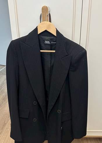 Zara Siyah Çizgili Kadın Blazer Ceket - Görsel 2